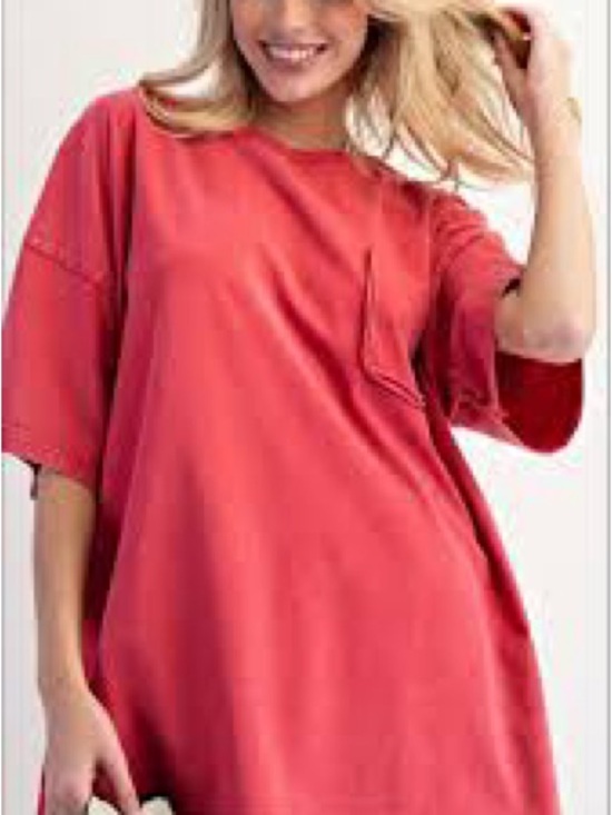 We The Free Tops - We The Free Coral/Red Short Sleeve Pocket Tee